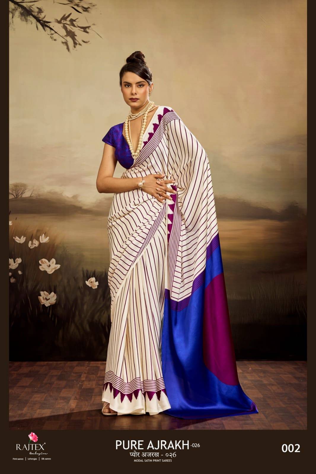 Pure Ajrakh-26 By Raj Tex 001 to 006 Series Indian Traditional Wear Collection Beautiful Stylish Fancy Colorful Party Wear & Occasional Wear Satin Crepe Sarees At Wholesale Price